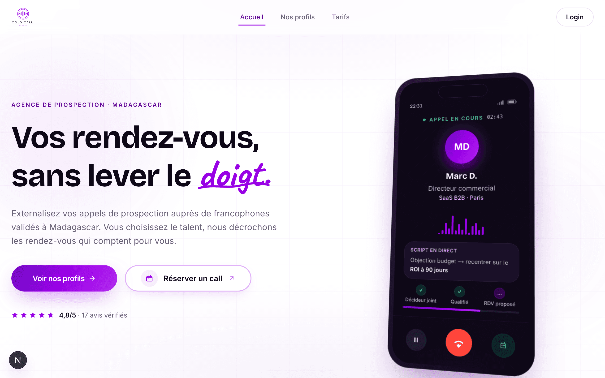 Aperçu du projet ColdCall Agency